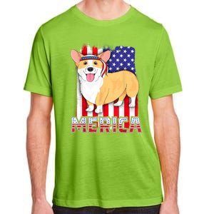 Merica Corgi 4th Of July Family Women Dog American Flag Adult ChromaSoft Performance T-Shirt