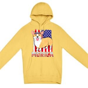 Merica Corgi 4th Of July Family Women Dog American Flag Premium Pullover Hoodie