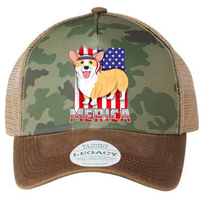 Merica Corgi 4th Of July Family Women Dog American Flag Legacy Tie Dye Trucker Hat