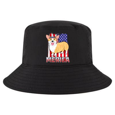 Merica Corgi 4th Of July Family Women Dog American Flag Cool Comfort Performance Bucket Hat