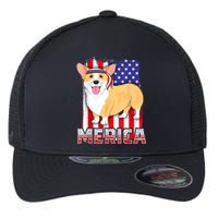 Merica Corgi 4th Of July Family Women Dog American Flag Flexfit Unipanel Trucker Cap