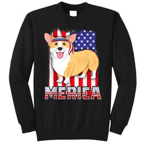 Merica Corgi 4th Of July Family Women Dog American Flag Sweatshirt