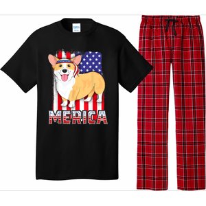 Merica Corgi 4th Of July Family Women Dog American Flag Pajama Set