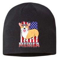 Merica Corgi 4th Of July Family Women Dog American Flag Sustainable Beanie