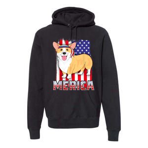 Merica Corgi 4th Of July Family Women Dog American Flag Premium Hoodie