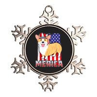 Merica Corgi 4th Of July Family Women Dog American Flag Metallic Star Ornament