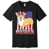 Merica Corgi 4th Of July Family Women Dog American Flag Premium T-Shirt