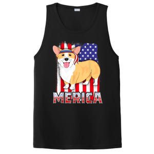 Merica Corgi 4th Of July Family Women Dog American Flag PosiCharge Competitor Tank