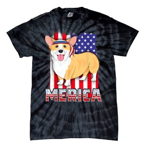 Merica Corgi 4th Of July Family Women Dog American Flag Tie-Dye T-Shirt