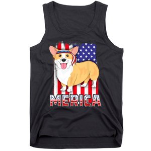 Merica Corgi 4th Of July Family Women Dog American Flag Tank Top