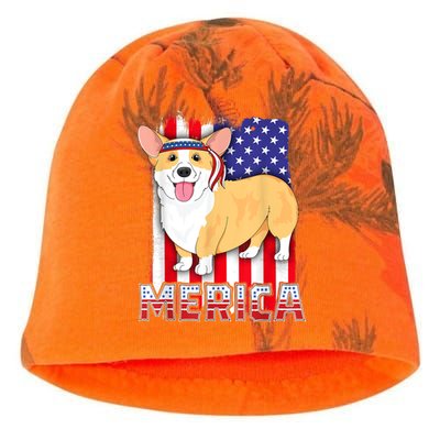 Merica Corgi 4th Of July Family Women Dog American Flag Kati - Camo Knit Beanie