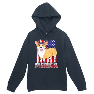 Merica Corgi 4th Of July Family Women Dog American Flag Urban Pullover Hoodie