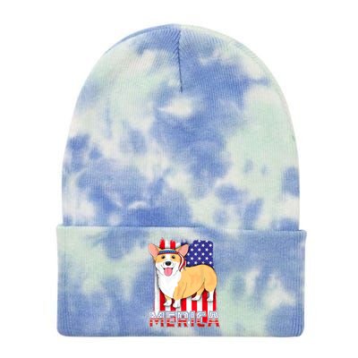 Merica Corgi 4th Of July Family Women Dog American Flag Tie Dye 12in Knit Beanie