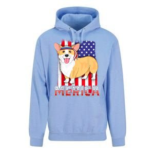 Merica Corgi 4th Of July Family Women Dog American Flag Unisex Surf Hoodie