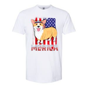 Merica Corgi 4th Of July Family Women Dog American Flag Softstyle CVC T-Shirt