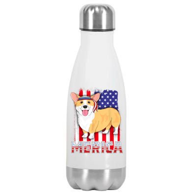 Merica Corgi 4th Of July Family Women Dog American Flag Stainless Steel Insulated Water Bottle