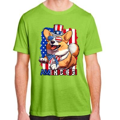 Merica Corgi 4th Of July Family Women Dog American Flag Adult ChromaSoft Performance T-Shirt