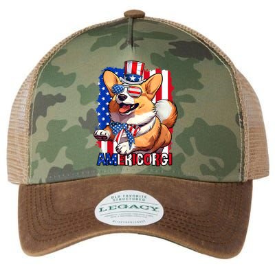 Merica Corgi 4th Of July Family Women Dog American Flag Legacy Tie Dye Trucker Hat