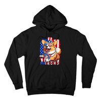 Merica Corgi 4th Of July Family Women Dog American Flag Hoodie