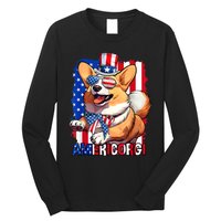 Merica Corgi 4th Of July Family Women Dog American Flag Long Sleeve Shirt