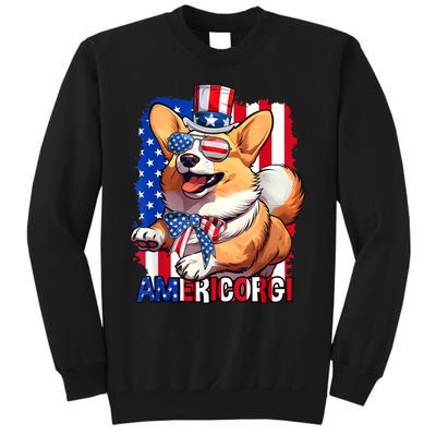 Merica Corgi 4th Of July Family Women Dog American Flag Sweatshirt