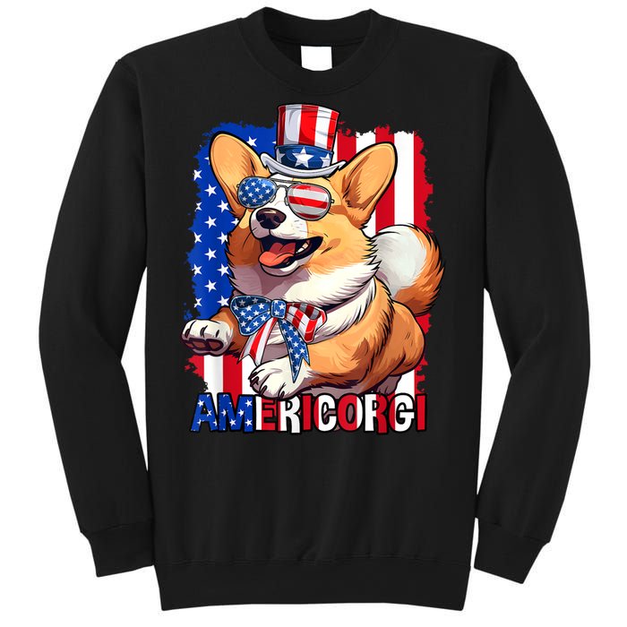 Merica Corgi 4th Of July Family Women Dog American Flag Sweatshirt