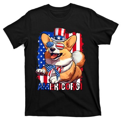 Merica Corgi 4th Of July Family Women Dog American Flag T-Shirt