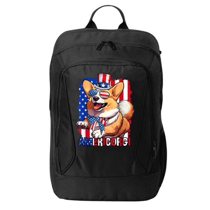 Merica Corgi 4th Of July Family Women Dog American Flag City Backpack