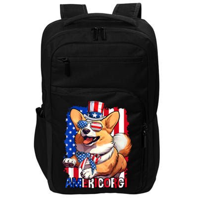 Merica Corgi 4th Of July Family Women Dog American Flag Impact Tech Backpack