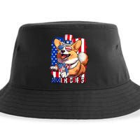 Merica Corgi 4th Of July Family Women Dog American Flag Sustainable Bucket Hat