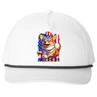 Merica Corgi 4th Of July Family Women Dog American Flag Snapback Five-Panel Rope Hat