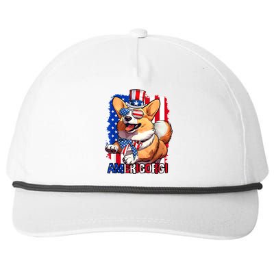 Merica Corgi 4th Of July Family Women Dog American Flag Snapback Five-Panel Rope Hat