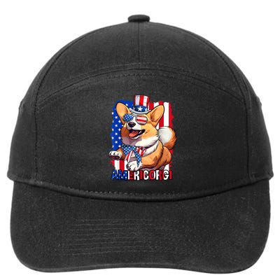 Merica Corgi 4th Of July Family Women Dog American Flag 7-Panel Snapback Hat