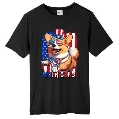 Merica Corgi 4th Of July Family Women Dog American Flag Tall Fusion ChromaSoft Performance T-Shirt