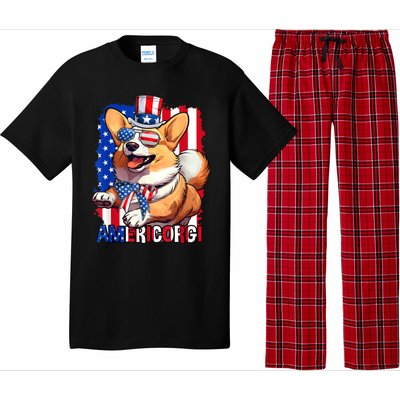 Merica Corgi 4th Of July Family Women Dog American Flag Pajama Set