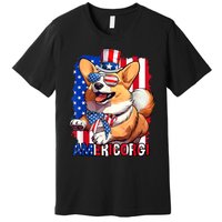 Merica Corgi 4th Of July Family Women Dog American Flag Premium T-Shirt