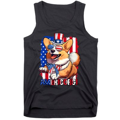 Merica Corgi 4th Of July Family Women Dog American Flag Tank Top