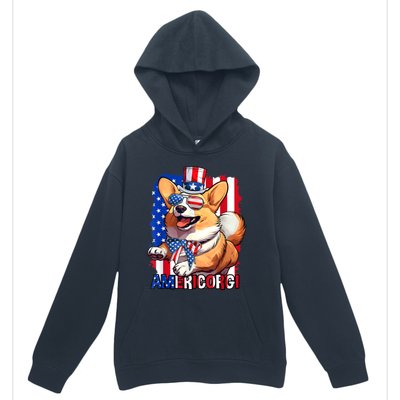 Merica Corgi 4th Of July Family Women Dog American Flag Urban Pullover Hoodie