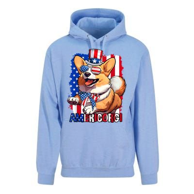 Merica Corgi 4th Of July Family Women Dog American Flag Unisex Surf Hoodie