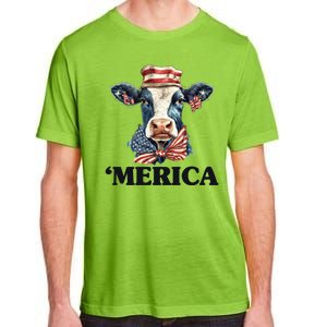 Merica Cow 4th Of July American Flag Adult ChromaSoft Performance T-Shirt