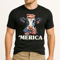 Merica Cow 4th Of July American Flag Cooling Performance Crew T-Shirt