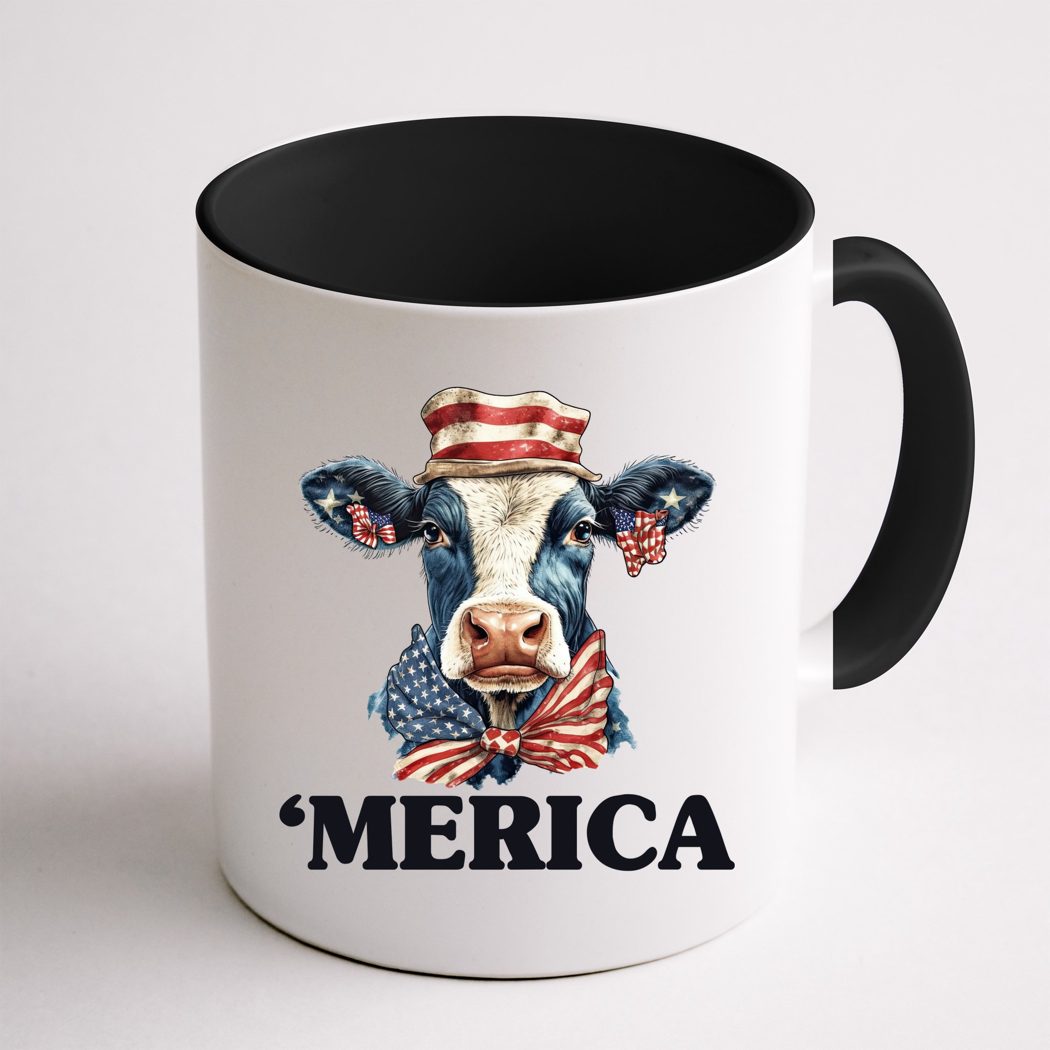 Merica Cow 4th Of July American Flag Mug