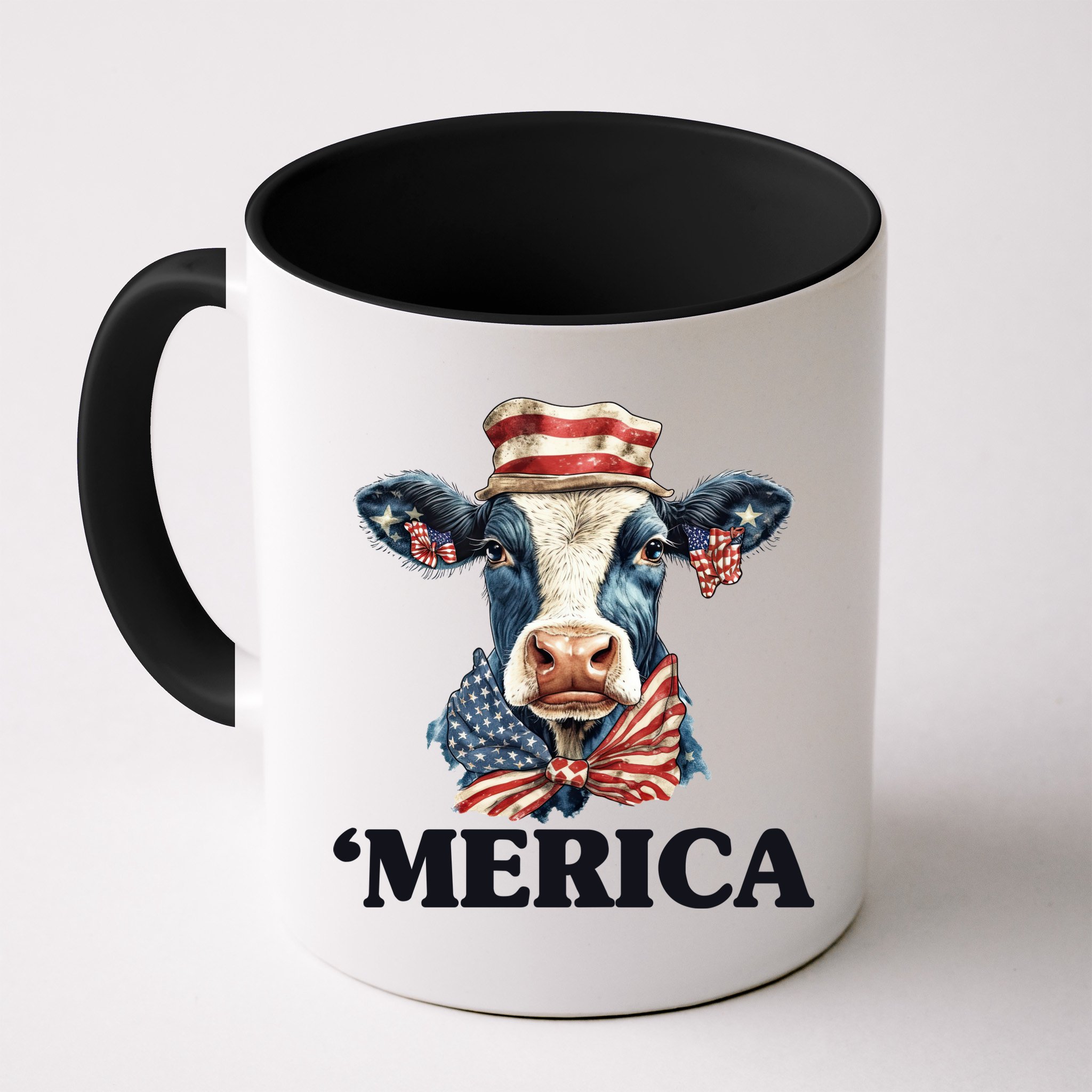 Merica Cow 4th Of July American Flag Mug