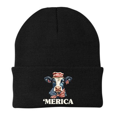 Merica Cow 4th Of July American Flag Beanie