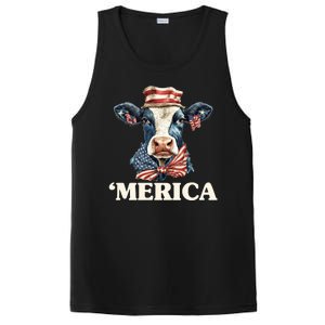 Merica Cow 4th Of July American Flag PosiCharge Competitor Tank