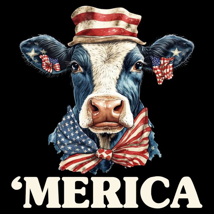 Merica Cow 4th Of July American Flag Wool Snapback Cap