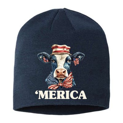 Merica Cow 4th Of July American Flag Sustainable Beanie