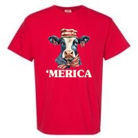 Merica Cow 4th Of July American Flag Garment-Dyed Heavyweight T-Shirt