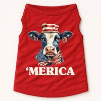 Merica Cow 4th Of July American Flag Doggie Tank