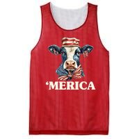 Merica Cow 4th Of July American Flag Mesh Reversible Basketball Jersey Tank